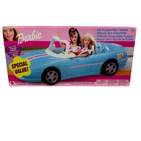 2002 Barbie Baby Blue Fab 4 Convertible Car Mattel Special Value Variant - Picture 1 of 16